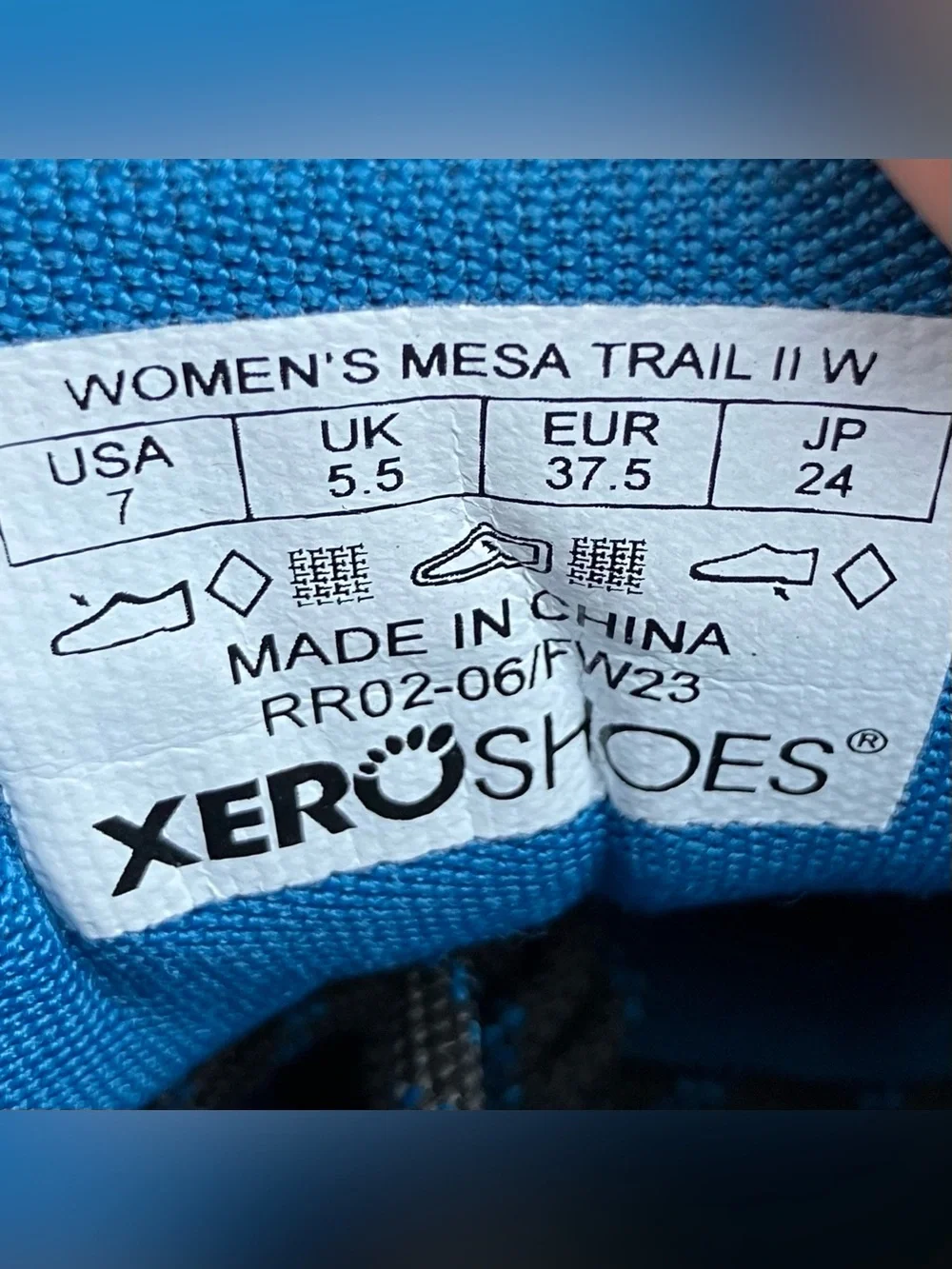 Xero Shoes Women’s Size 7.0 Mesa Trail II Minimalist Hiking Shoe Blue Gray Black